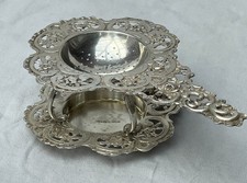 Antikes Teesieb mit Halter aus